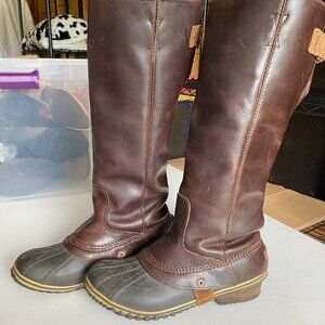 SOREL SLIMPACK TALL 8.5 Equestrian Riding Rain Boot Women NUTMEG WATERPROOF